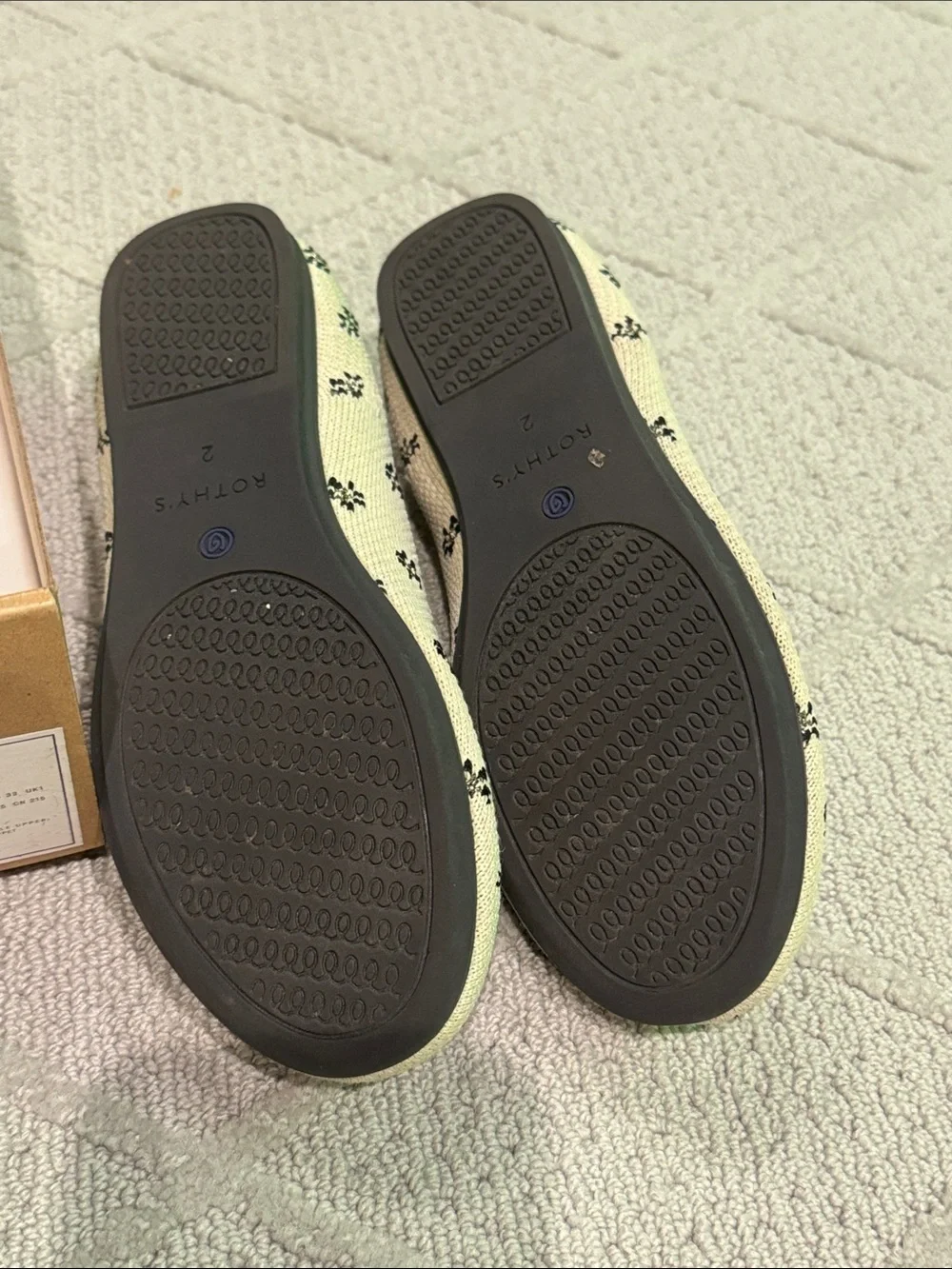 Rothy's Kids Cream & Black Daisy Mary Jane Shoes